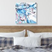 Moderne Abstracte kunst Roze Blauwe Ronde Trendy Canvas Afdruk (Insitu (Slaapkamer))