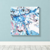 Moderne Abstracte kunst Roze Blauwe Ronde Trendy Canvas Afdruk (Insitu (Houten vloer))