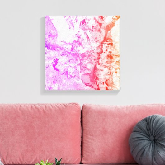 Moderne Abstracte kunst Roze Paars Oranje Geel Canvas Afdruk (Insitu (Woonkamer))