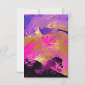 Moderne abstracte kunst roze paarse gouden vrijgez kaart (Achterkant)