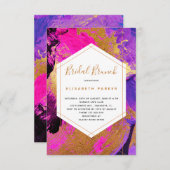 Moderne abstracte kunst roze paarse gouden vrijgez kaart (Voorkant / Achterkant)