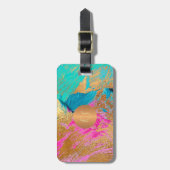 Moderne abstracte kunst schilderij koperen gouden  bagagelabel (Voorkant verticaal)