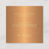 Moderne abstracte kunst schilderij koperen gouden  vierkante visitekaartje (Achterkant)