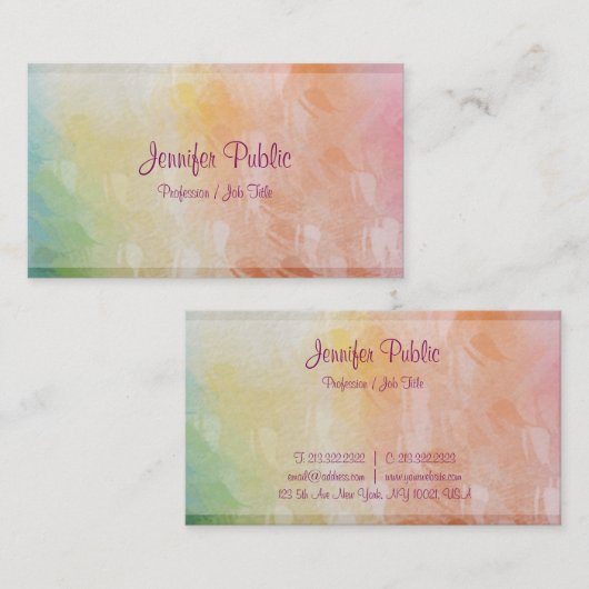 Moderne Abstracte kunst Trendy Kleurrijk Design El Visitekaartje (Voorkant / Achterkant)