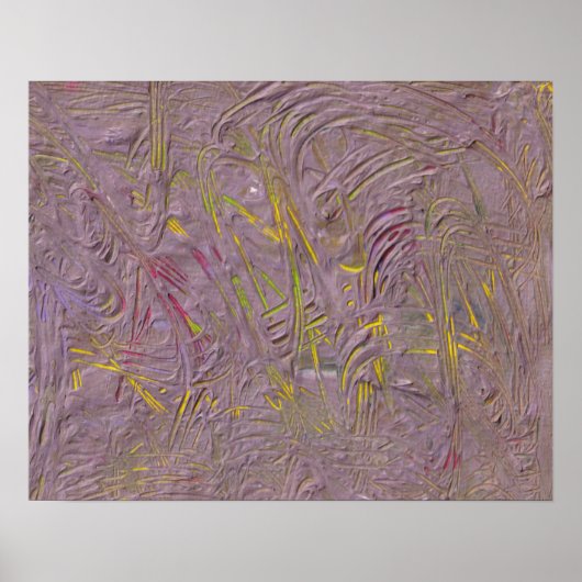 Moderne Abstracte kunst Trendy Pink Yellow Green Poster (Voorkant)