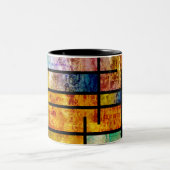 Moderne abstracte kunst tweekleurige koffiemok (Center)