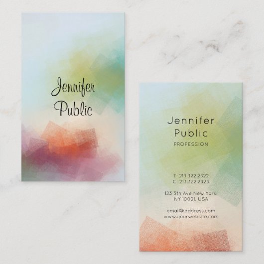 Moderne Abstracte kunst Typografie Trendy Verticaa Visitekaartje (Voorkant / Achterkant)