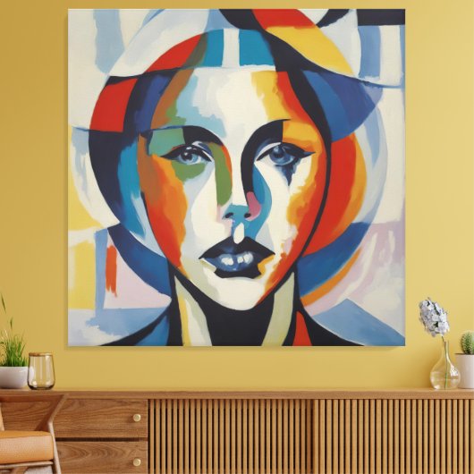 Moderne abstracte kunst Vrouw gezicht Canvas Afdruk (Insitu (Woonkamer))