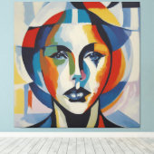 Moderne abstracte kunst Vrouw gezicht Canvas Afdruk (Insitu (Houten vloer))
