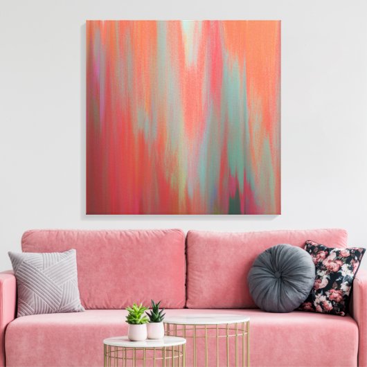Moderne Abstracte kunst, warm roze en Oranje Canvas Afdruk (Insitu (Woonkamer))