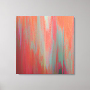 Moderne Abstracte kunst, warm roze en Oranje Canvas Afdruk
