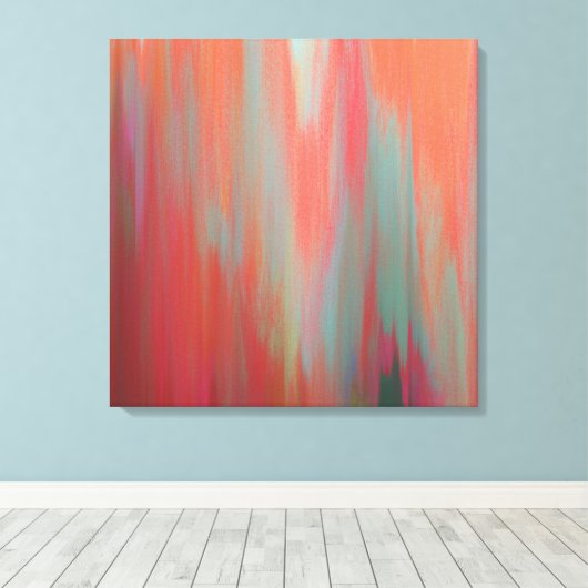 Moderne Abstracte kunst, warm roze en Oranje Canvas Afdruk (Insitu (Houten vloer))