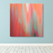 Moderne Abstracte kunst, warm roze en Oranje Canvas Afdruk (Insitu (Houten vloer))