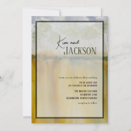 Moderne Abstracte kunst Waterverf bruiloft uitnodi Kaart