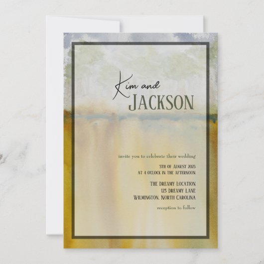 Moderne Abstracte kunst Waterverf bruiloft uitnodi Kaart (Voorkant)