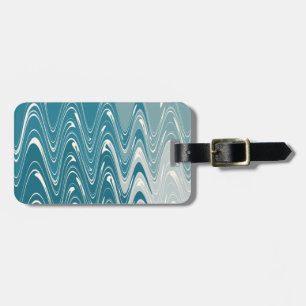 Moderne Abstracte kunst "Waves"-ontwerp in Blue Om Bagagelabel