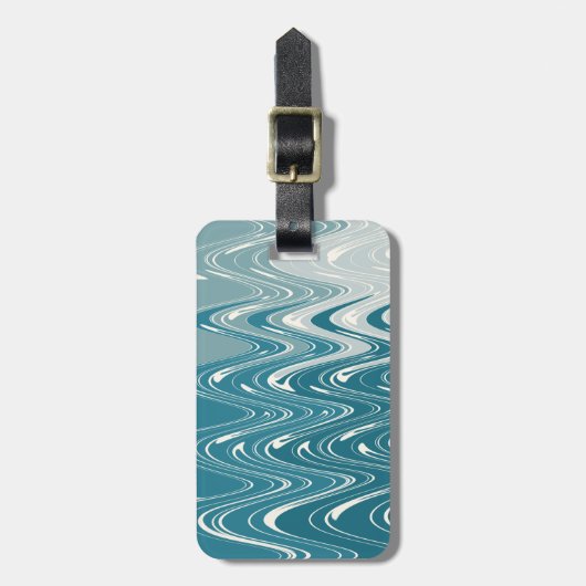 Moderne Abstracte kunst "Waves"-ontwerp in Blue Om Bagagelabel (Voorkant verticaal)