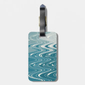 Moderne Abstracte kunst "Waves"-ontwerp in Blue Om Bagagelabel (Achterkant verticaal)
