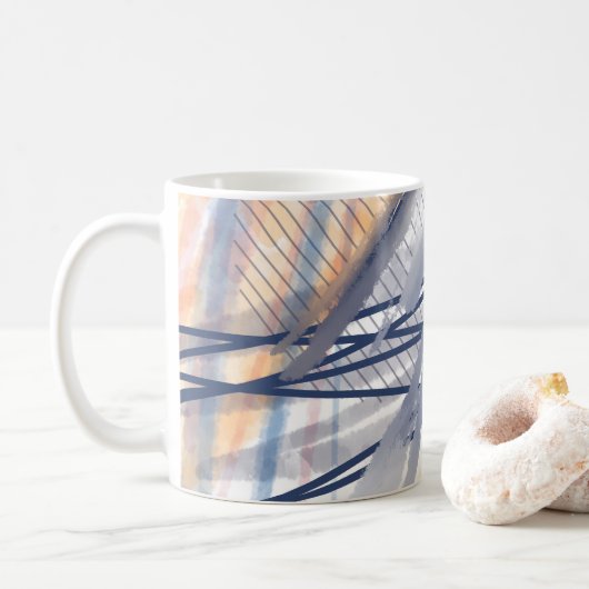 Moderne Abstracte Kunstpenseelstreken Koffiemok (Met donut)