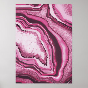 Moderne Abstracte kunstroze geode Gemstone Poster