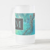 Moderne Abstracte kunstschaduwen van Blauw Geel Pa Matglas Bierpul (Voorkant links)