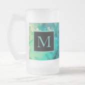 Moderne Abstracte kunstschaduwen van Blauw Geel Pa Matglas Bierpul (Links)