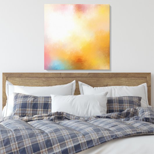 Moderne Abstracte kunstwerken Groen Blauw Geel Roo Canvas Afdruk (Insitu (Slaapkamer))
