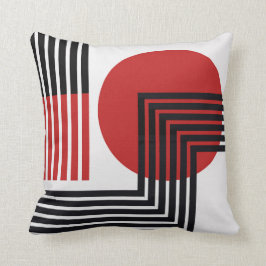 Moderne abstracte kussen zwart, rood, wit