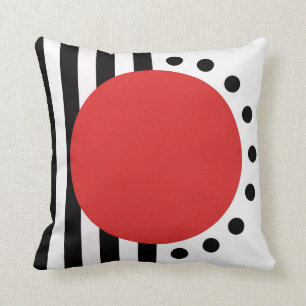 Moderne abstracte kussen zwart, rood, wit