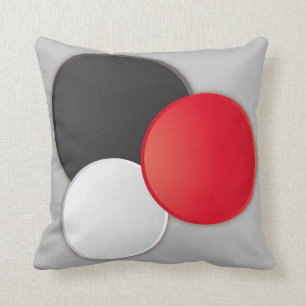 Moderne abstracte kussen zwart, rood, wit, grijs