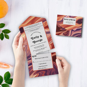 Moderne Abstracte laedolie Minimale bruiloft All In One Uitnodiging