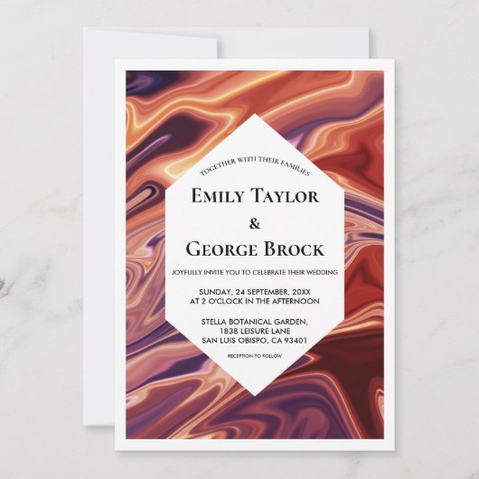 Moderne Abstracte laedolie Minimale bruiloft Kaart (Voorkant)