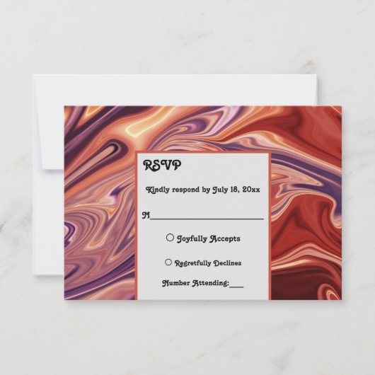 Moderne Abstracte laedolie Minimale bruiloft RSVP Kaartje (Voorkant)