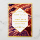 Moderne Abstracte lakebaasschilderminimale goudbru Folie Uitnodiging (Voorkant)