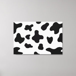 Moderne Abstracte Land Zwart en Wit Koeienvlekken Canvas Afdruk