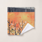 Moderne Abstracte Landschap Brand Oranje Bad Handdoek (Wasdoekje)