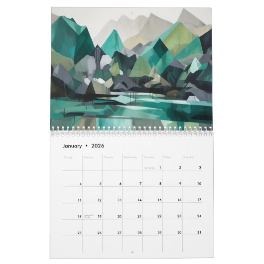 Moderne Abstracte landschappen Kalender (Jan 2026)