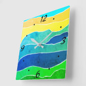 Moderne Abstracte landschapsband Vierkante Klok (Hoek)