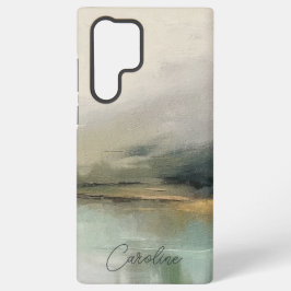 Moderne Abstracte landschapskunst Custom NameTeal Samsung Galaxy Hoesje