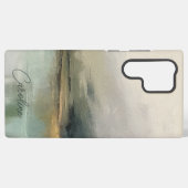 Moderne Abstracte landschapskunst Custom NameTeal Samsung Galaxy Hoesje (Achterkant horizontaal)