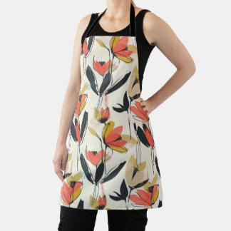 Moderne Abstracte Lente Bloem All-Over Print Schor Schort