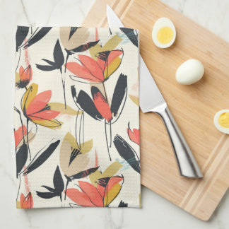 Moderne Abstracte Lente Bloem Koekentouw Theedoek