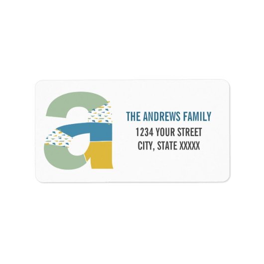 Moderne Abstracte letter A Monogram Initiaal Adres Etiket (Voorkant)