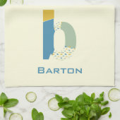 Moderne Abstracte letter B Monogram Initiaal Theedoek (Gevouwen)