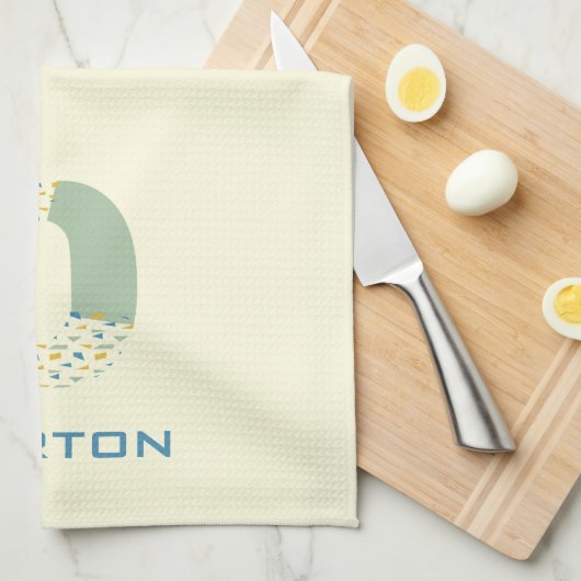 Moderne Abstracte letter B Monogram Initiaal Theedoek (Quarter Fold)