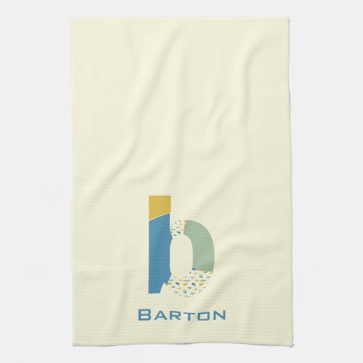 Moderne Abstracte letter B Monogram Initiaal Theedoek (Verticaal)