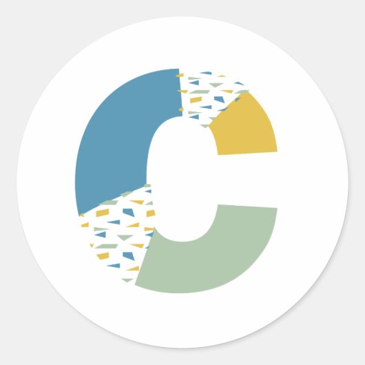 Moderne Abstracte Letter C Monogram Gepersonalisee Ronde Sticker (Voorkant)