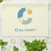 Moderne Abstracte letter C Monogram Initiaal Theedoek (Gevouwen)