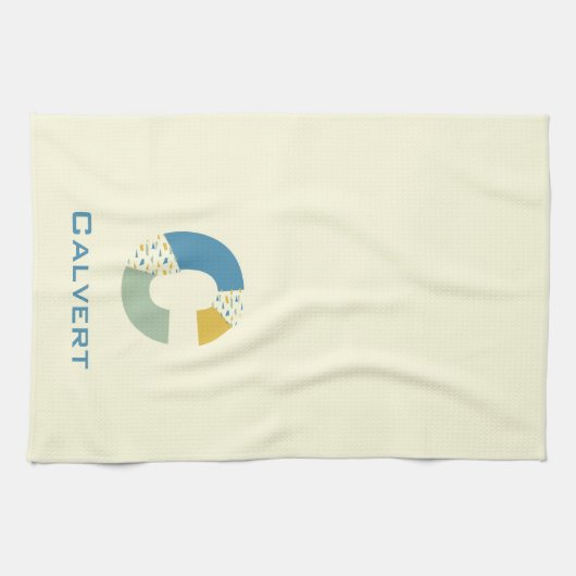 Moderne Abstracte letter C Monogram Initiaal Theedoek (Horizontaal)