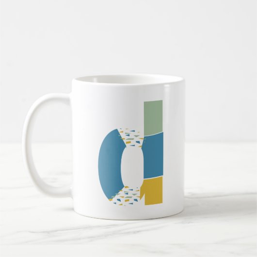 Moderne Abstracte letter D Monogram Initiaal Koffiemok (Links)